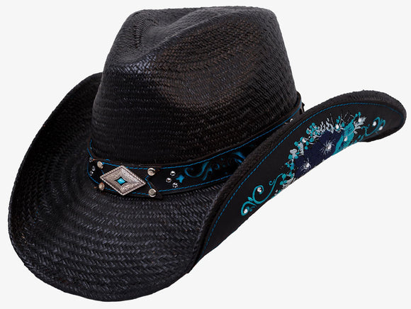 BROOKLYN Black Straw Cowboy Hat by Austin - The Cowboy Hats