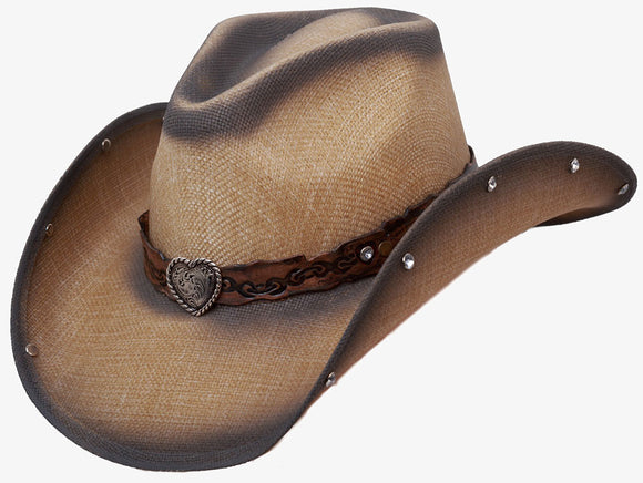 BROKEN HEARTED Beige Jute Straw Cowboy Hat by Austin - The Cowboy Hats
