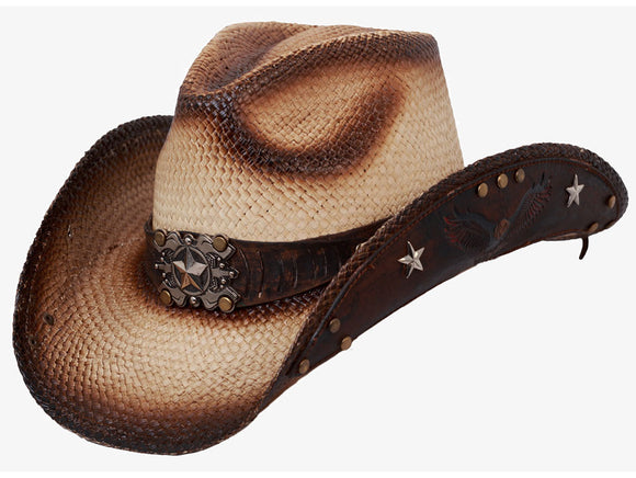 AMERICAN PRIDE Biege Straw Cowboy Hat by Austin - The Cowboy Hats